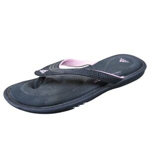 Adidas FitFoam Women's 7 Black Pink Synthetic Sandals Comfort Walking Flip-Flops